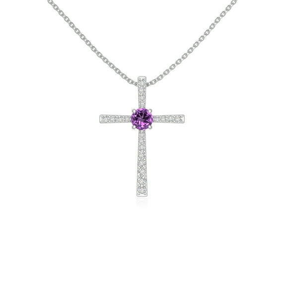 Natural Amethyst with Moissanite Cross Pendant Necklaces for Women in Sterling Silver,February Birthstone Jewelry Gifts for Her Birthday,Wedding Anniversary,Mothers Day,Christmas,Valentines