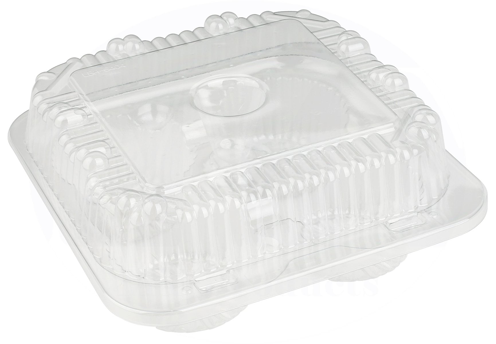 4 Compartment Clear Cupcake Containers (15 Pack) Hinged Plastic