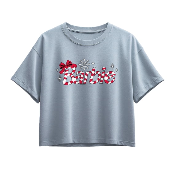 Barbie - Candy Cane Short Sleeve Boxy Graphic T-Shirt