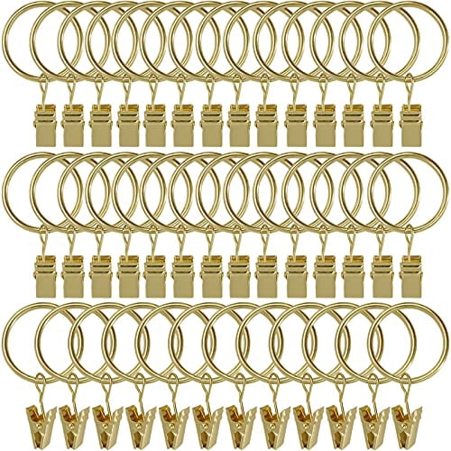 LLPJS 40-Pack Curtain Rings With Clips - 1.26" Inner Diameter, Bronze Metal Rings For Rods Up To 1 Inch