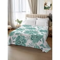 thumbnail image 2 of Queen Flat Sheet 90"x102", Turquoise Paisley Floral Soft Lightweight Bedding Flat Sheets Only, Boho Vintage Ethnic Flowers Brushed Microfiber Top Bed Sheet, Breathable StainResistant Bedsheets, 2 of 9