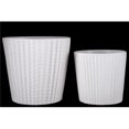 thumbnail image 1 of Urban Trend Collection 44232 Pot Rond en Céramique avec Motif Côtelé Embossé et Fond Effilé, Finition Mate, Blanc - Ensemble de 2, 1 of 1