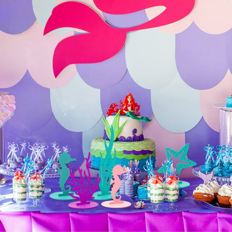 24 Pcs Mermaid Birthday Decorations Felt Table Centerpiece Under