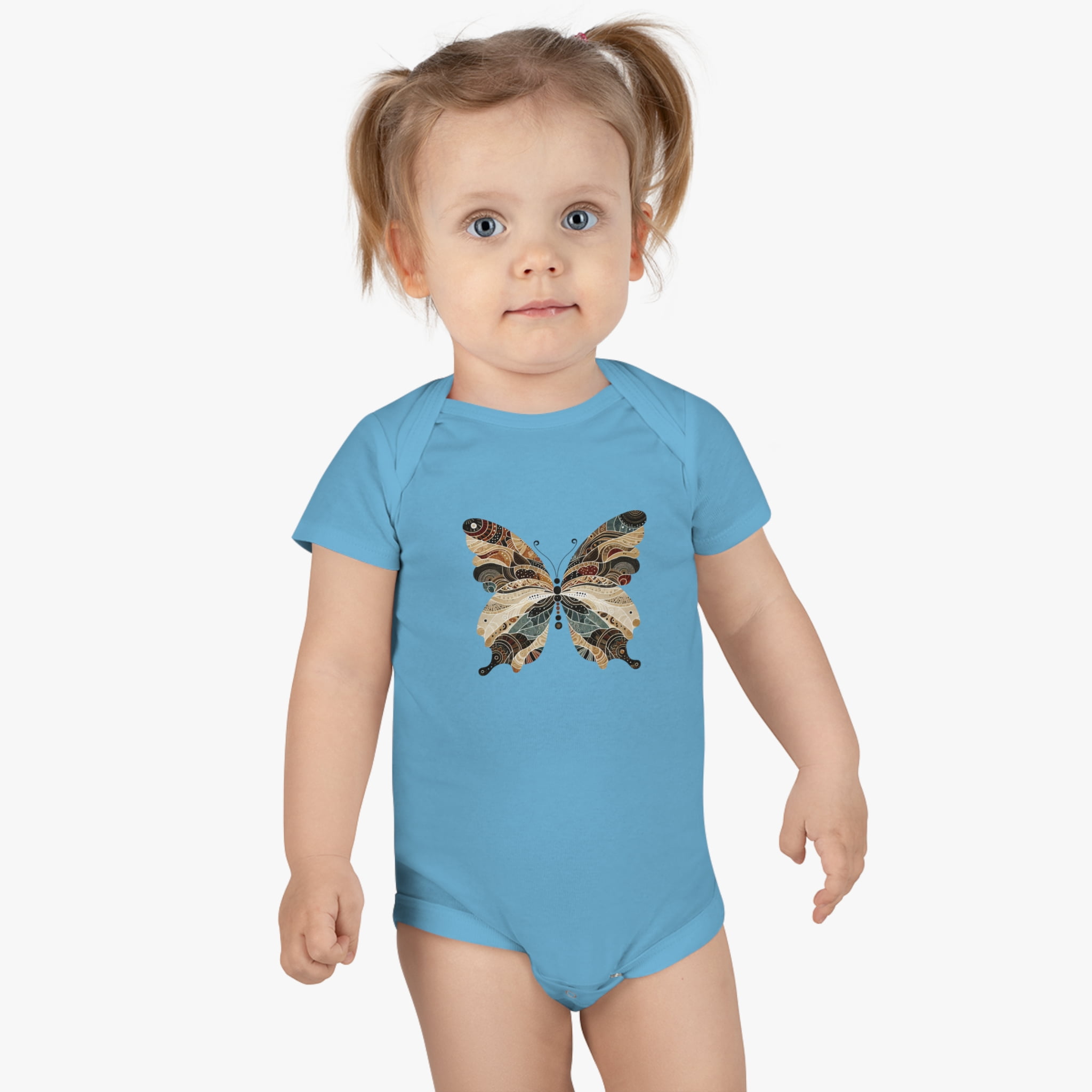 Adorable Baby Onesie® with Boho Butterfly Print - Custom Color Options