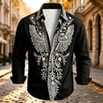 thumbnail image 5 of Men Floral Print Button up Shirts Casual Long Sleeve Slim Fit Blouse with Pocket Lightweight Bohemian Clothes, 5 of 5