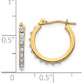 thumbnail image 5 of 14K Yellow Gold Diamond Fascination Small Hinged Leverback Hoop Earrings (15 X 1) Made In United States df172, 5 of 6