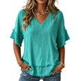 thumbnail image 5 of Women T-Shirt Top Summer Cute Button Tee Loose Fit Daily Wear Tops, 5 of 7