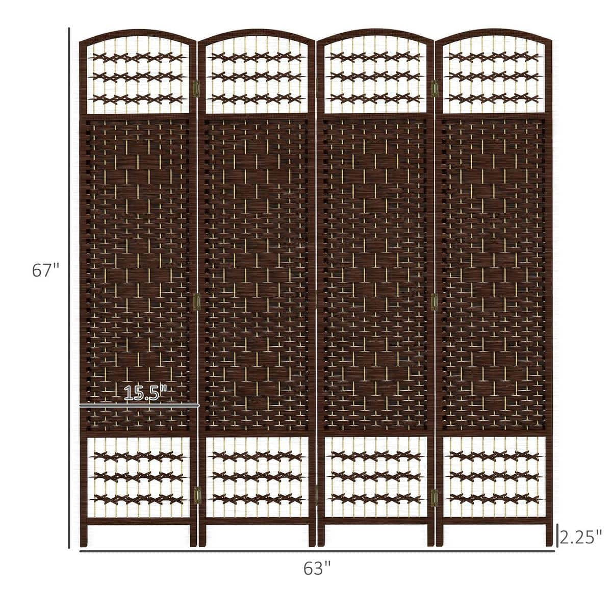 Spaco 4 Panel Folding Room Divider, Portable Privacy Screen, Wave Fiber Room Partition for Indoor as Living Room, Bedroom, Brown