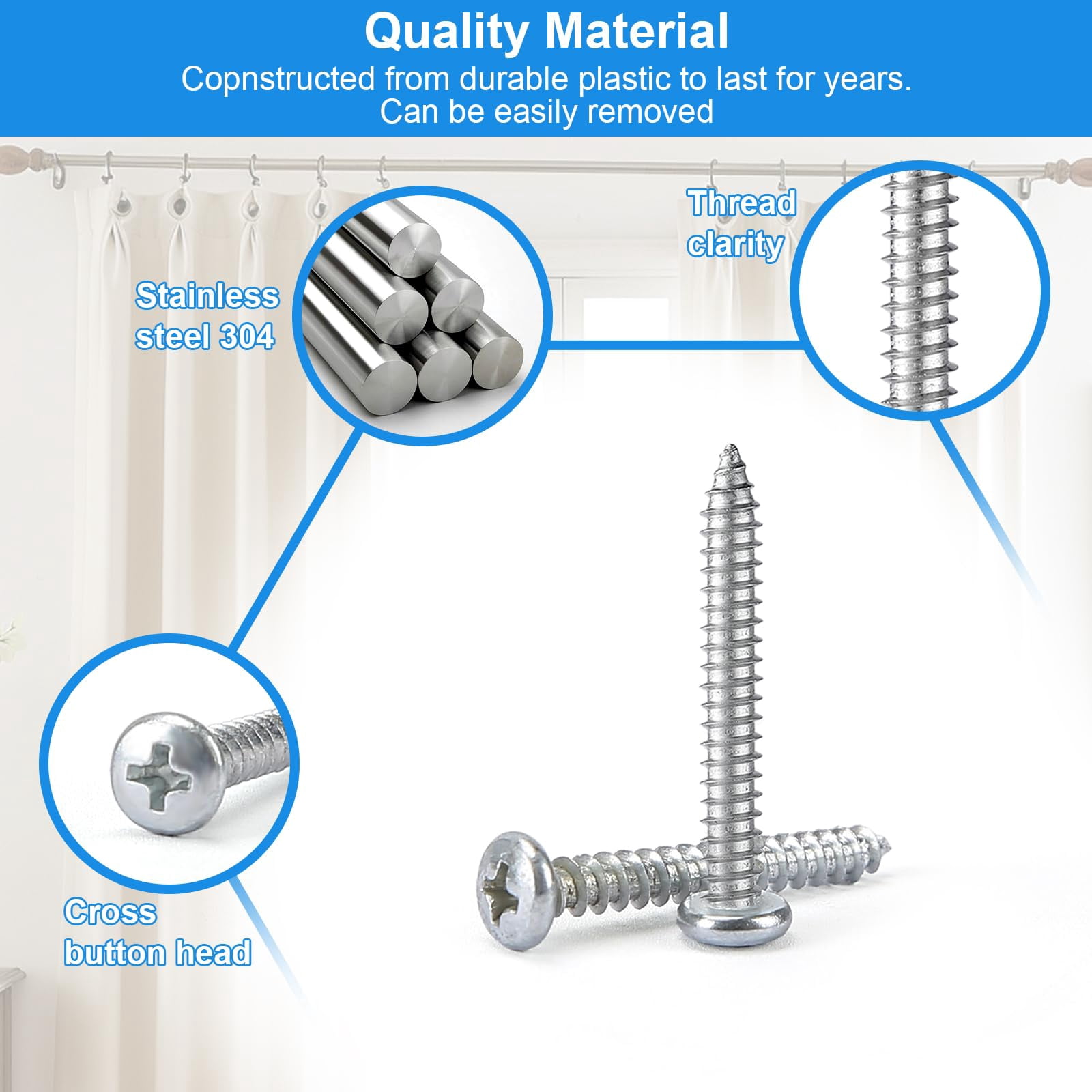 100PCS Self Drilling Drywall Anchors and Screws kit,Heavy Duty #8 x 1-1/4”Wall Anchors for Drywall Holds Upto 80lbs, No Drill Hole Required with Dry Wall Screws and Anchors,Wall Anchors for Drywall