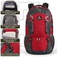 thumbnail image 3 of 50L Hiking Backpack for Men Women, Outdoor Camping Backpacking Backpack, Lightweight Travel Bag, Red - 8013, 3 of 8