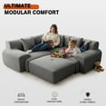 thumbnail image 3 of 120" Modular Boneless Cloud Couch Sectional Couches for Living Room with Ottoman, Modern L-Shaped Modular Sectional Sofa Bed with Deep Seat, Corduroy 3-Seater Sleeper Sofas for Living Room (DarkGray), 3 of 7