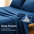 thumbnail image 6 of WISHEAD King Sheet Set, 4 Piece Ultra Soft Brushed Microfiber Bed Sheets, Cooling & Breathable, Secure Fitted Sheet, Wrinkle Resistant Hotel Bedding Set with Classic Stripe, Navy, 6 of 9