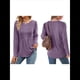 thumbnail image 3 of Blusa Tipo Túnica Plisada de Larga Abullonada para Mujer, Cuello Redondo, Estilo Elegante, Informal, Holgada, para Verano Púrpura XXL, 3 of 5