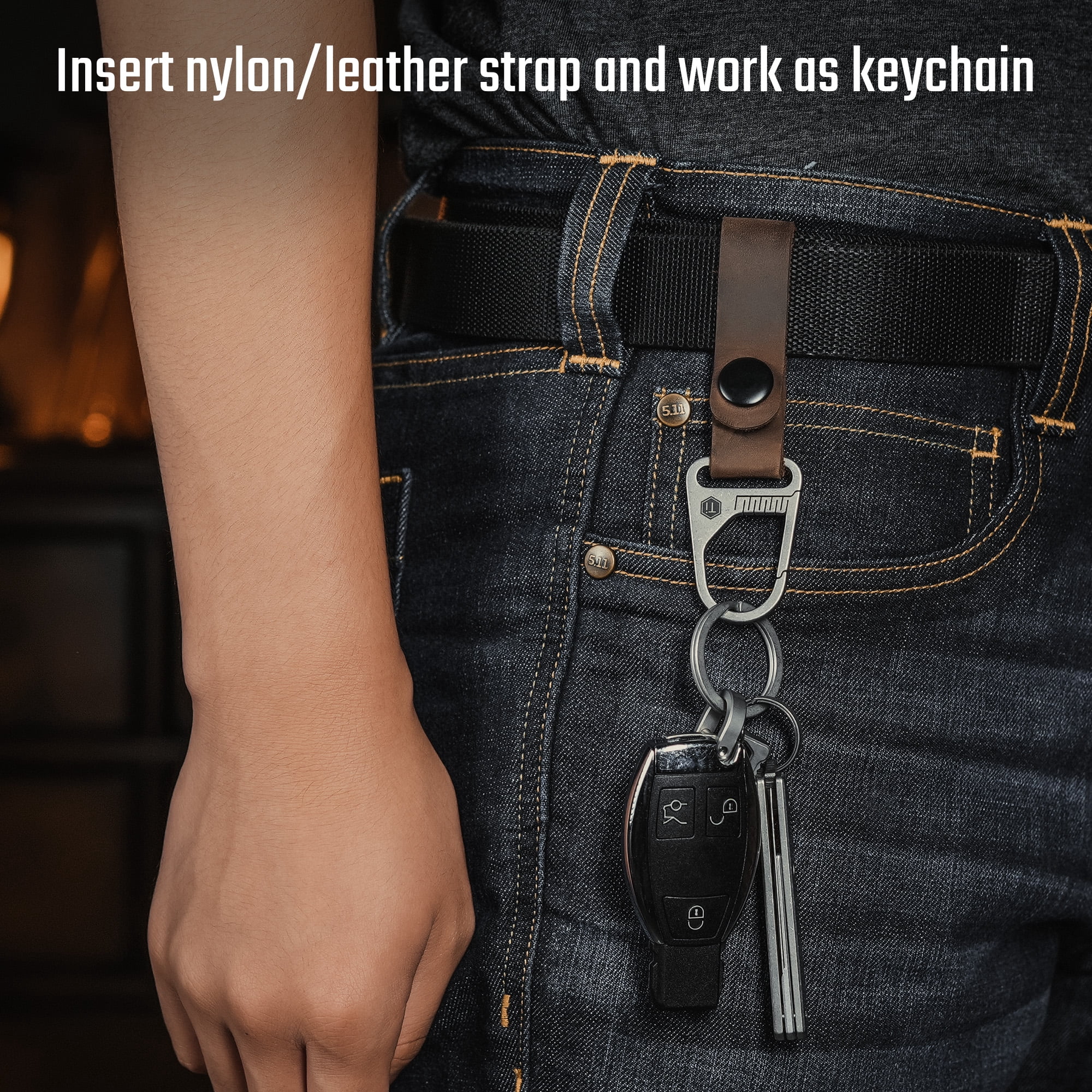 Sling Clip Hook, Key Unity Titanium Snap Clasp Carabiner for Keychain, Bag and Shoulder Strap, KB00 Gray