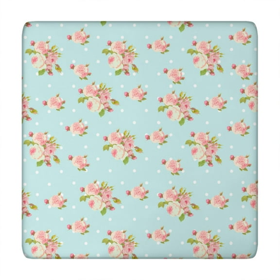 Square Tablecloth with Elastic Edges 34 * 34 Inch Pioneer Waterproof Small Roses Table Cover Washable Indoor and Outdoor for Party Kitchen Dinner Banquet Patio Picnic