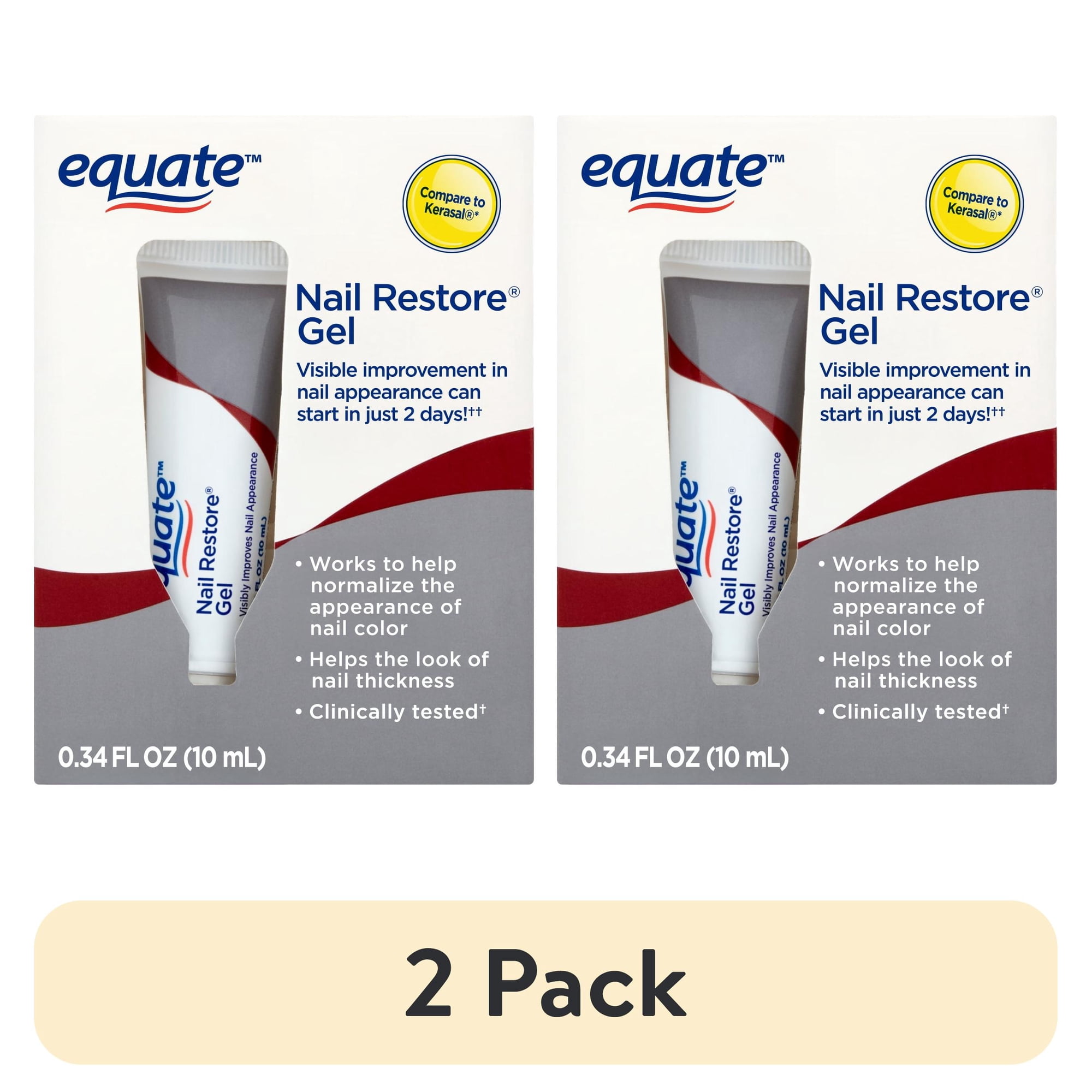 (2 pack) Equate Nail Restore Gel for Strong and Healthy Nails, 0.34 fl oz, Compare to KerasalÂ® Fungal Nail Renewal