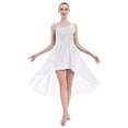 thumbnail image 5 of IBTOM CASTLE Women Sequin Lyrical Dance Dress Adult Contemporary High Low Tulle Chiffon Skirt Praise Dancewear S White, 5 of 8