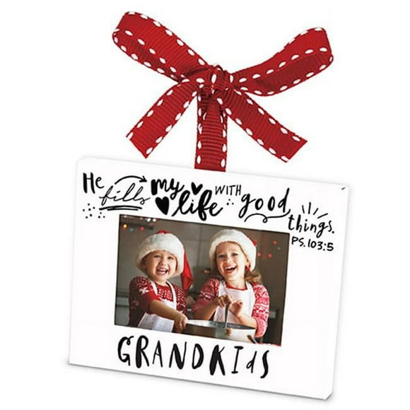 Lighthouse Christian Products 25486X Frame-Metal-Scripture Ink-Grandkids Christmas Ornament