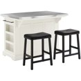 thumbnail image 1 of Crosley Julia Stainless Steel Top Kitchen Island with Saddle Stools in White, 1 of 6