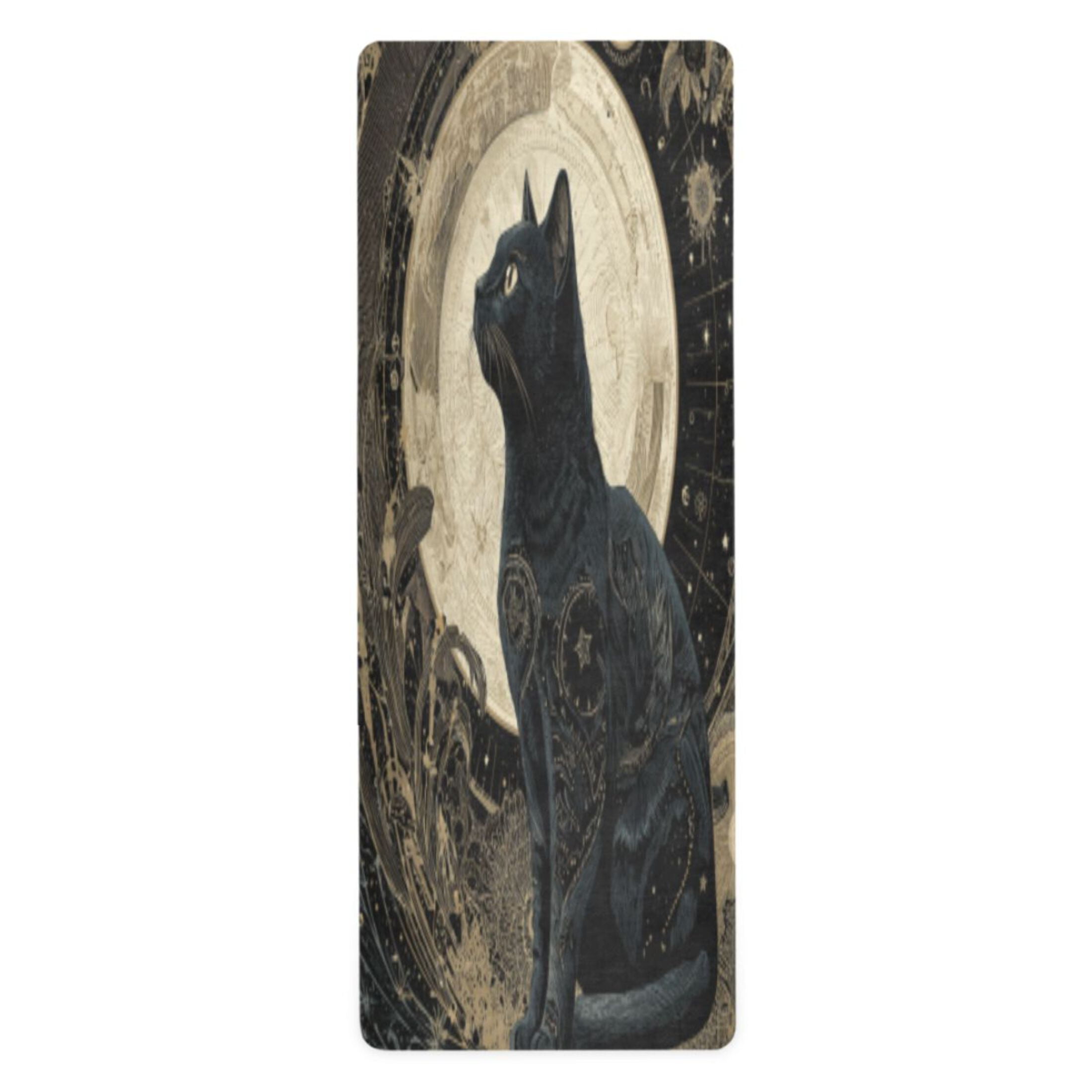 BZSMCE Yoga Mat Women Fitness Mat Moonlit Black Cat Pattern