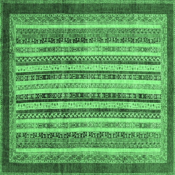 Ahgly Company Indoor Square Abstract Emerald Green Modern Area Rugs, 5' Square