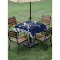 thumbnail image 5 of Square Outdoor Tablecloth with Umbrella Hole Navy Blue Starfish Coastal Table Cloth Waterproof Patio Table Cover Nautical Seaside Farmhouse Striped Zipper Tablecloths for Picnic Camping 54x54 Inch, 5 of 8