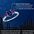 thumbnail image 2 of Gem Stone King 10K White Gold Blue Created Sapphire and Red Created Ruby 3-Stone Ring for Women | 1.88 Cttw | Oval 8X6MM | Gemstone September Birthstone | Size 9, 2 of 6