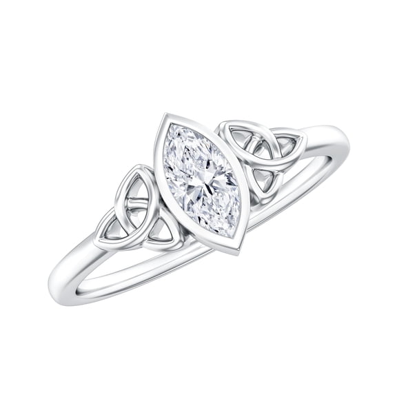 Rosec Jewels Lab Grown Diamond Ring - 4x8 mm Marquise Engagement Ring - EF-VS Quality, 925 Sterling Silver, US 4.00