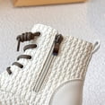 thumbnail image 6 of Girls Combat Boots Fashion Braided Pattern Lace up Platform Lug Sole Low Heel Fall Winter Ankle Booties Waterproof Leather Short Riding Boots 12.5 Little Kid White, 6 of 6