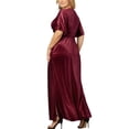 thumbnail image 2 of SpringTTC Womens Plus Size Party Cocktail Ball Gown V-Neck Short Sleeve Pleated Maxi Dresses, 2 of 4
