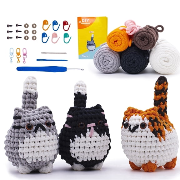 Brainybites Crochet Kit for Beginners with Step by Step Manual & Video Guides, Amigurumi Crochet Kits for Starters, Cat Crochet Animals for Adults Teens, Mother Day Gifts