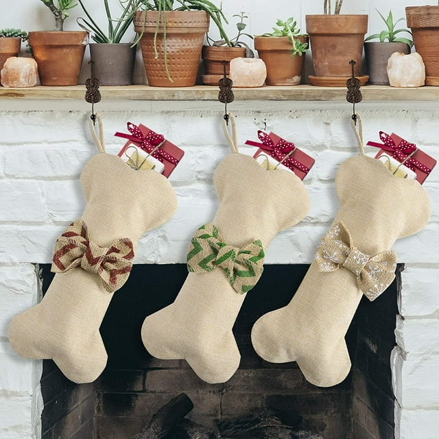 Dog Bone Christmas Stockings 16 Inch Large Line Pet Christmas Stockings