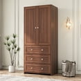 thumbnail image 2 of Freestanding Wardrobe, 71" High Closet with 2 Doors and 3 Drawers, Bedroom, Living Room, 2 of 6