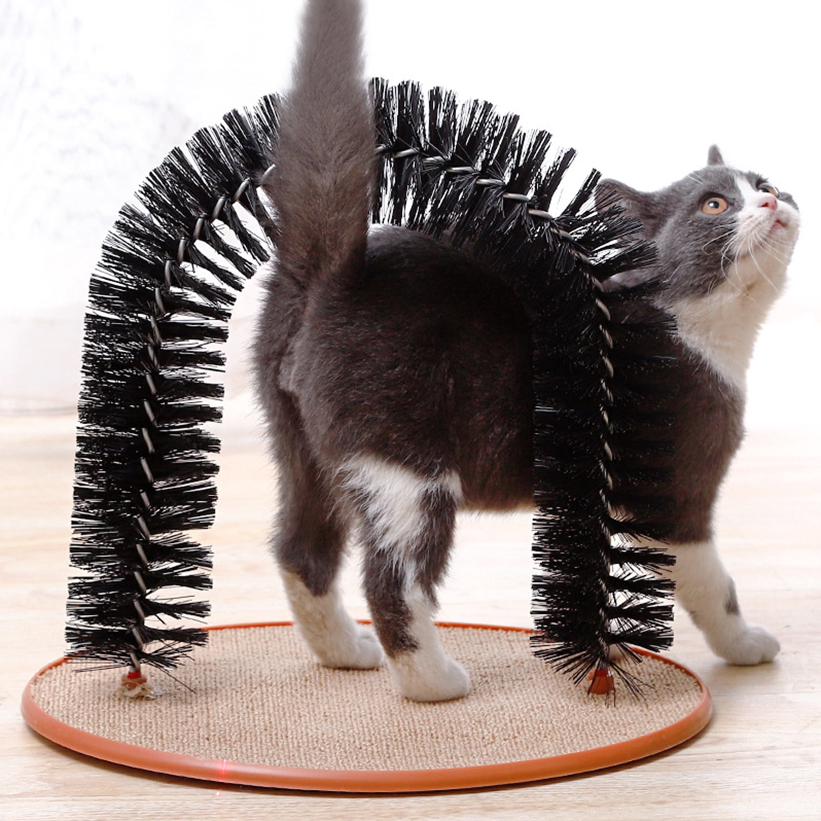 NANMELX Cats Arch Self Grooming and Massaging Brush Multifunctional Toy Pet Scratcher Pads Hair Cleaner for Indoor Cats