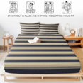 thumbnail image 5 of Full Size Fitted Sheet Set - Navy Blue Stripes 3 Piece Bedding Sets 16" Deep Pocket Fitted Sheet with 2 Pillowcases, Modern Striped Cream Brushed Microfiber Hotel Luxury Bed Sheets, 5 of 9