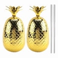 thumbnail image 3 of 2 Pack Pineapples Drink Cups, 450Ml Gold Pineapples Tumbler with Stretched Straw, Haw xwm25, 3 of 6