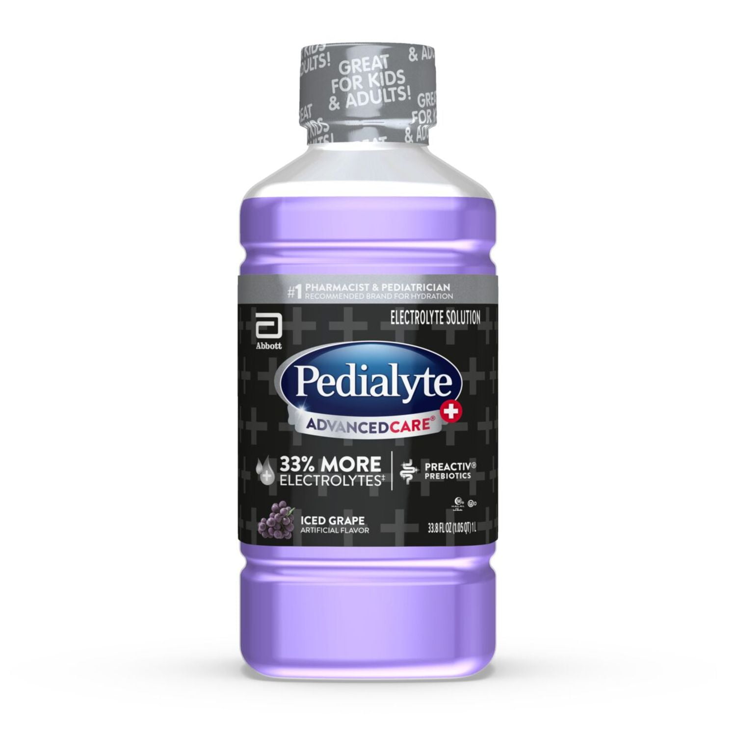Pedialyte AdvancedCare Plus Electrolyte Drink, Iced Grape, 1 Liter