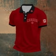 thumbnail image 2 of Polo pour Homme Adulte à Manches Courtes, T-Shirts à Boutons, Chemises Basiques Rouges, Vêtements pour Hommes, 2 of 3