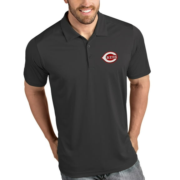 Men's Antigua Gray Cincinnati Reds Tribute Polo