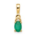 thumbnail image 1 of 14K Yellow Gold Diamond & Emerald Pendant, 1 of 2