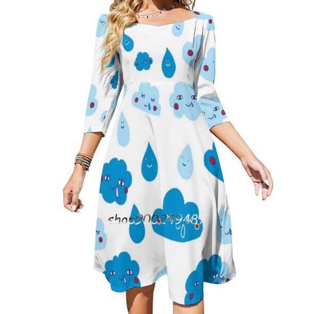 Lluvia con posibilidad de... Vestidos de fiesta de noche Vestido midi sexy Vestido femenino dulce de una pieza Baño coreano Splash Splash