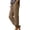 Khaki, variant on Women's Linen Pants with Pockets Side Lace Trim Trendy Beach Vacation Casual Trousers Elastic Bottom (XL, Light Blue)