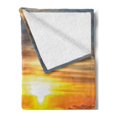 thumbnail image 2 of Clouds Soft Flannel Fleece Blanket, Sunset Scenery over the Clouds Imaginary Secret Weather Lands Natural Wonders on Earth, Cozy Plush for Indoor and Outdoor Use, 70" x 90", Orange, by Ambesonne, 2 of 5