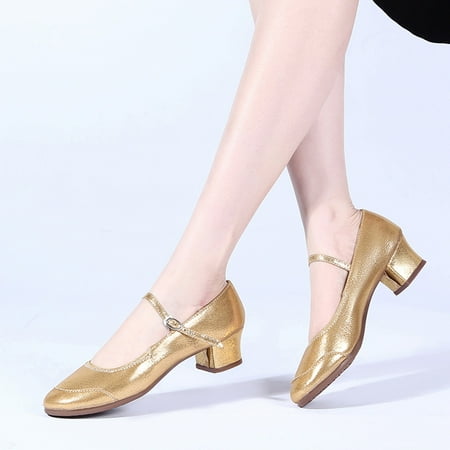 

Christmas Leisure Women s Summer Soft Sole Solid Color Non Slip Thick Heel Round Toe Breathable Dancing Shoes