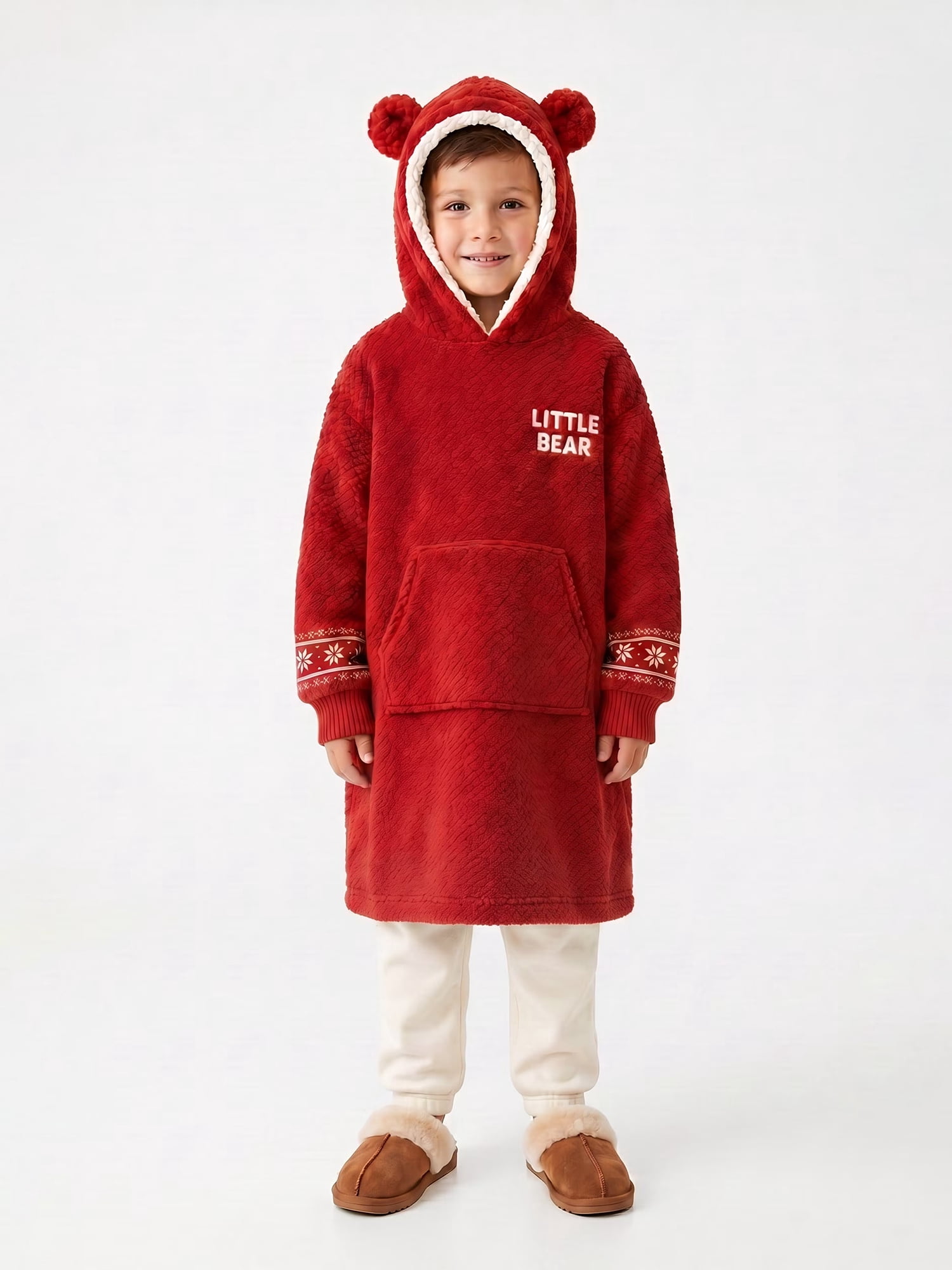 Dearfoams Little Bear Fleece Hoodie with Ears, S-L