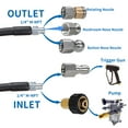 thumbnail image 5 of Sewer Jetter Kit 50FT for Pressure Washer, 5800PSI Drain Cleaner Hose 1/4 Inch NPT Corner Rotating and Button Nose Sewer Jetting Nozzle Spanner Waterproof Tape Pearl Corsage Pin, 5 of 7