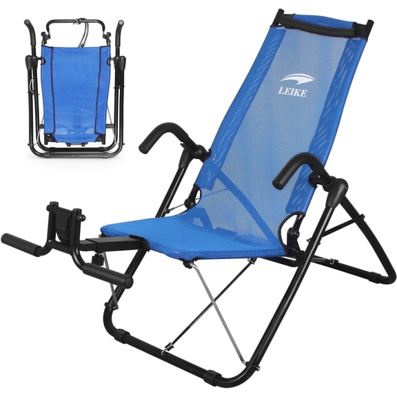 Leikefitness Ab Exercise Chair Core Strengthening Lightweight Foldable Sport Abdominal Exerciser Strength Training Inversion Equipment(Blue)
