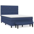Box spring bed with mattress blue 140x190 cm fabric