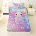 thumbnail image 3 of Manfei Kawaii Axolotl Twin Sheets,Dreamy Rainbow Gradient Bedding,3 Pieces,1 Flat Sheet,1 Fitted Sheet and 1 Pillowcase, 3 of 6