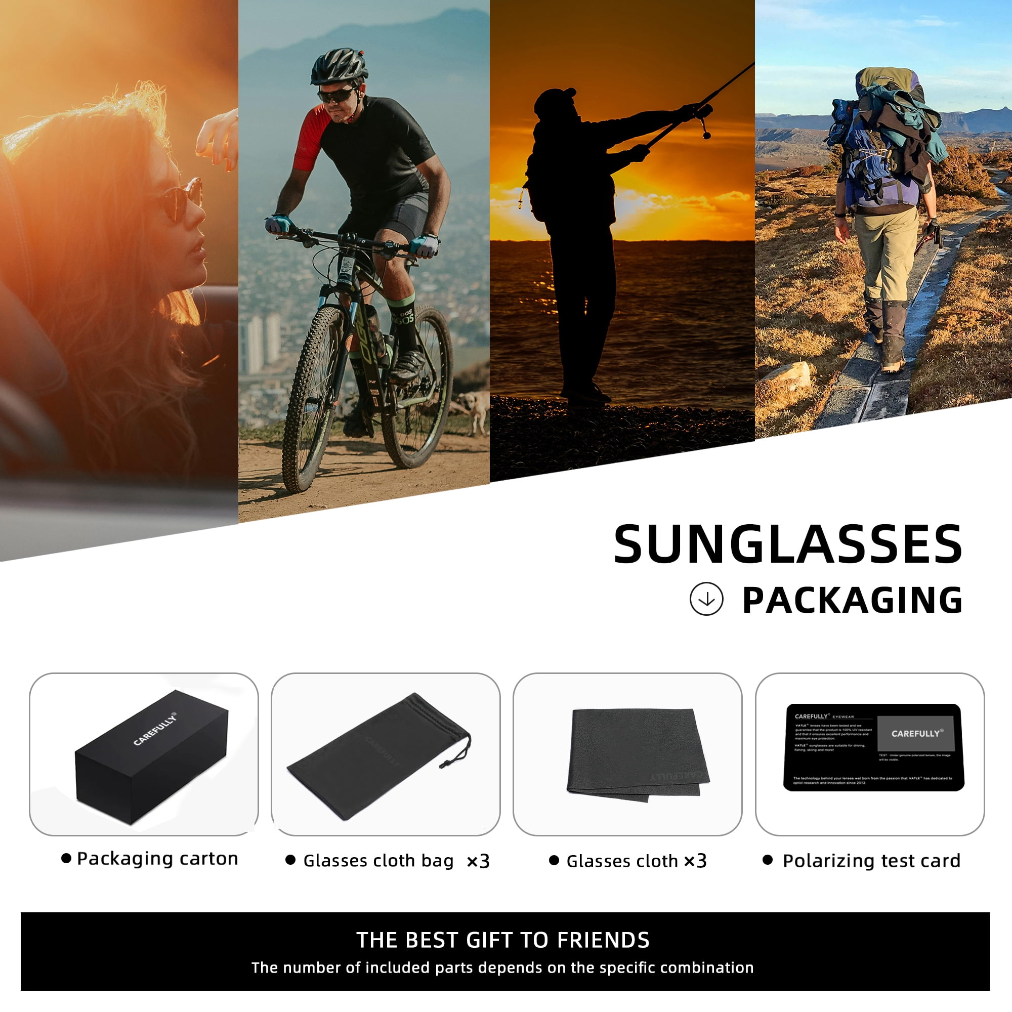 CAREFULLY Sports Sunglasses for Men Women UV400 Protection 3 Pack Set